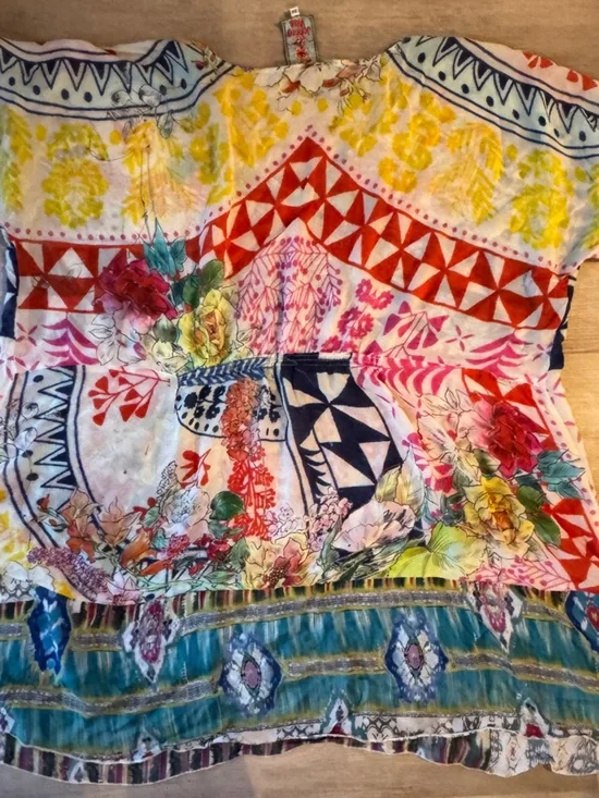 Johnny Was Womens 3X Multicolor Boho Floral Print Tunic Top - Picture 5 of 7
